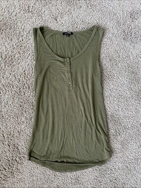 fashion nova olive ribbed henley tank top